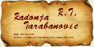 Radonja Tarabanović vizit kartica